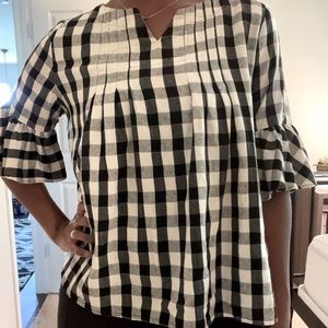 Vernacular 3/4 sleeve Buffalo Check Blousr